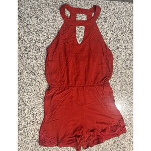 My Michelle Woman’s Size Large Jumpsuit, Red, Shorts, Sleeveless, Romper.